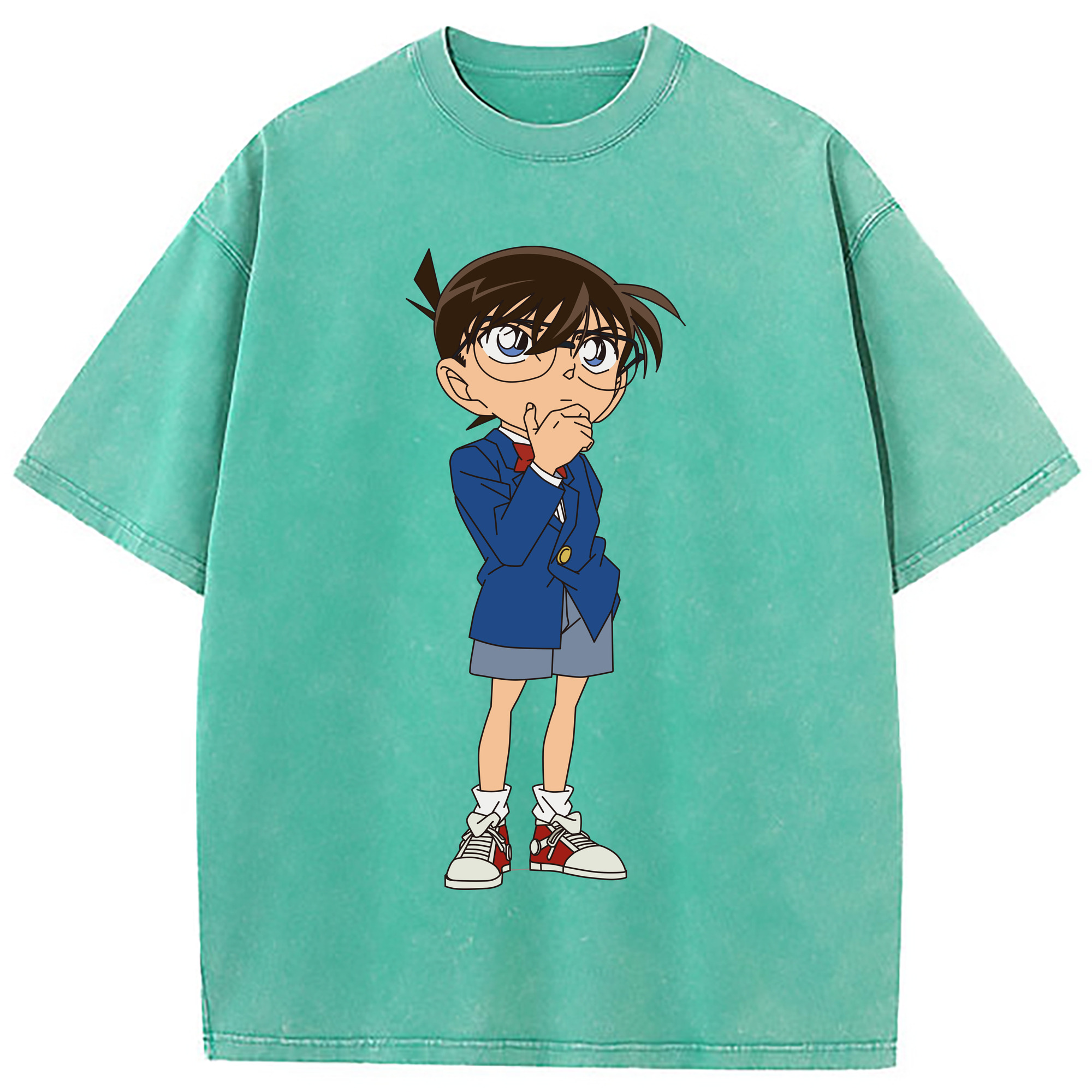 （画像用） 名探偵コナン 江戸川 コナン Detective Conan Conan Edogawa 綿100% ヴィンテージ風 半袖Tシャツ（フロントプリント）